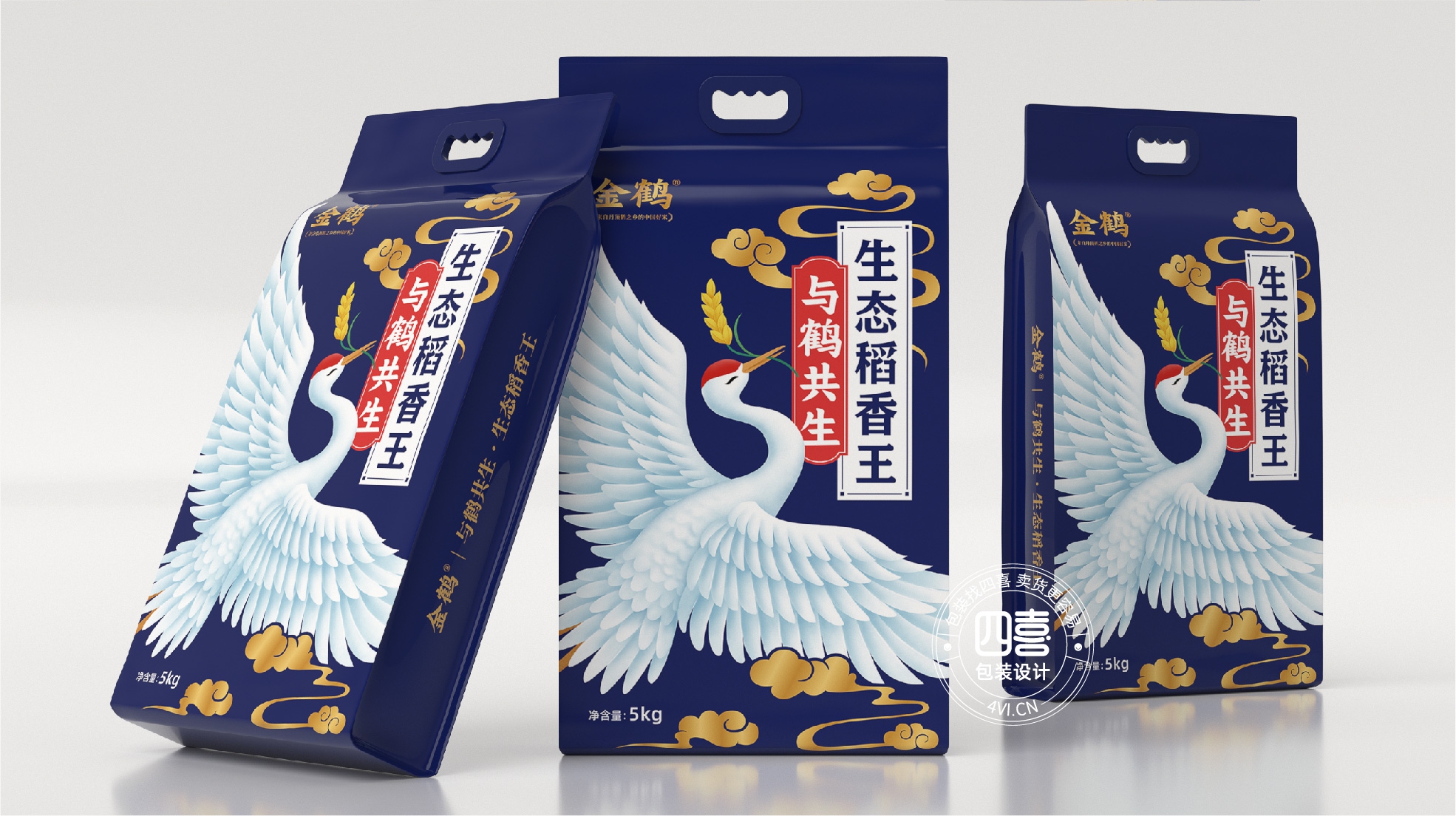 与鹤共生大米包装设计｜四喜战略大单品包装设计案例(图3)